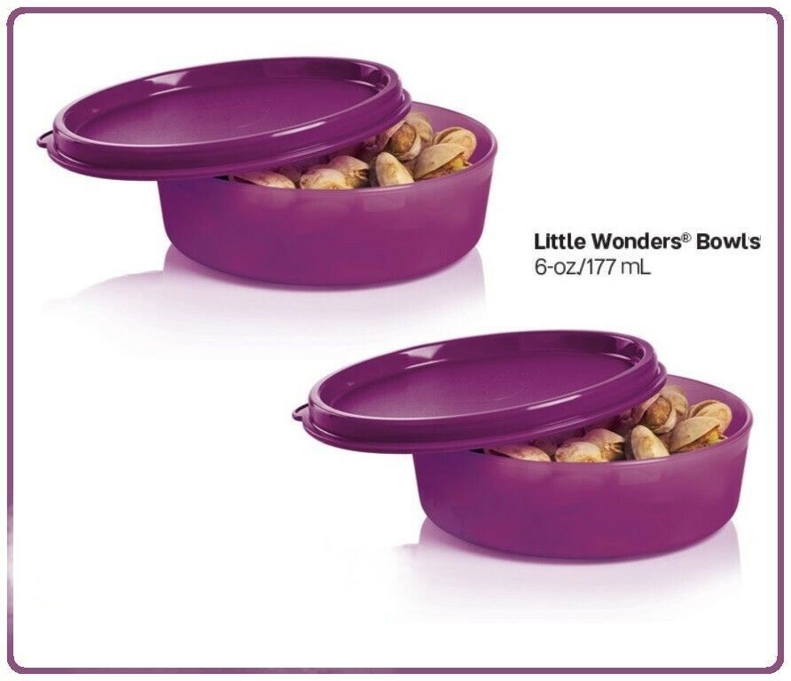 NEW TUPPERWARE little wonders  set of 2 radish purple 6 oz bowl FrEeShIp date gi