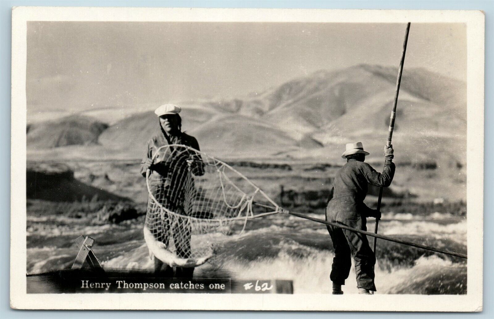 Postcard Native American Henry Thompson Net Fishing RPPC c1940s Celilo Falls AD7