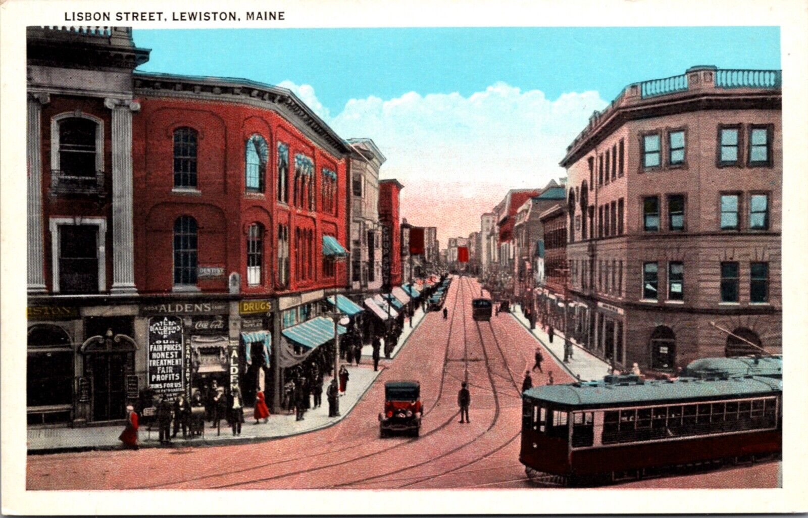 Postcard Lisbon Street in Lewiston, Maine