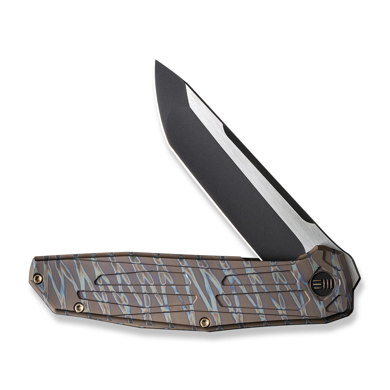 WE Knife Shadowfire Frame Lock 22035-4 Tiger Stripe Titanium 20CV Pocket Knives