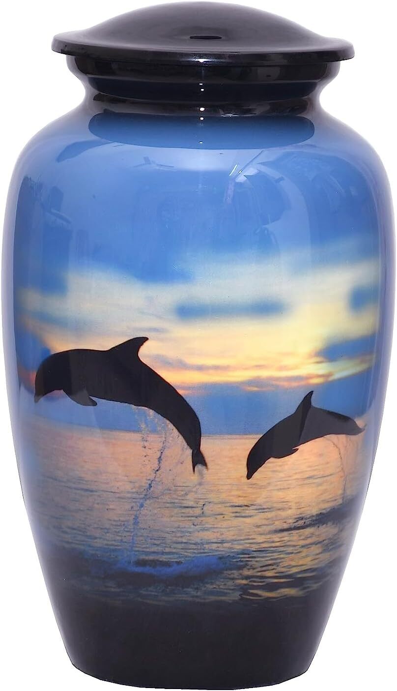 Dolphins Funeral Cremation Large Burial Urn Human Ashes Adult Memorial 200 Lbs