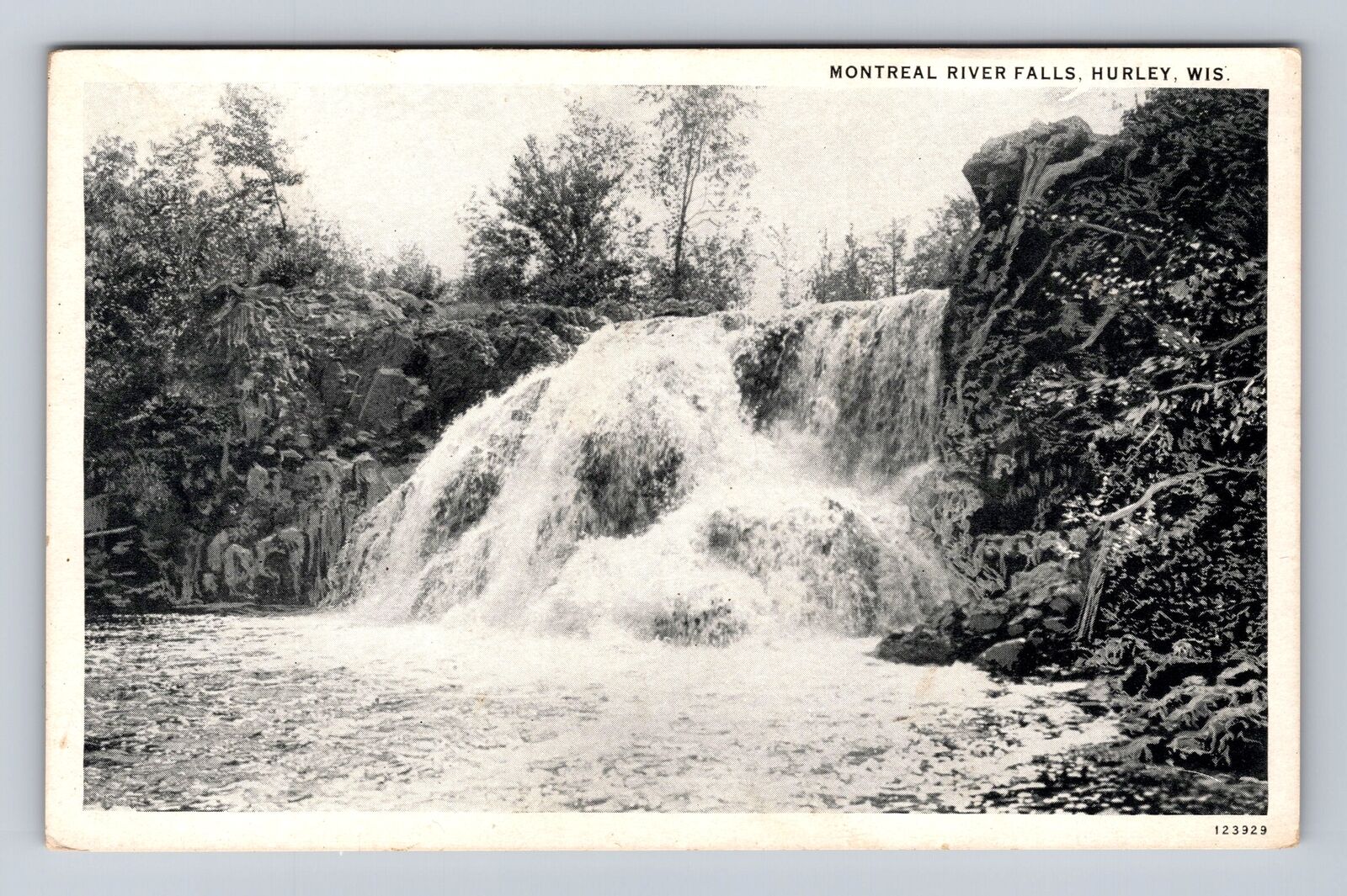 Hurley WI-Wisconsin, Montreal River Falls, Antique Vintage Souvenir Postcard