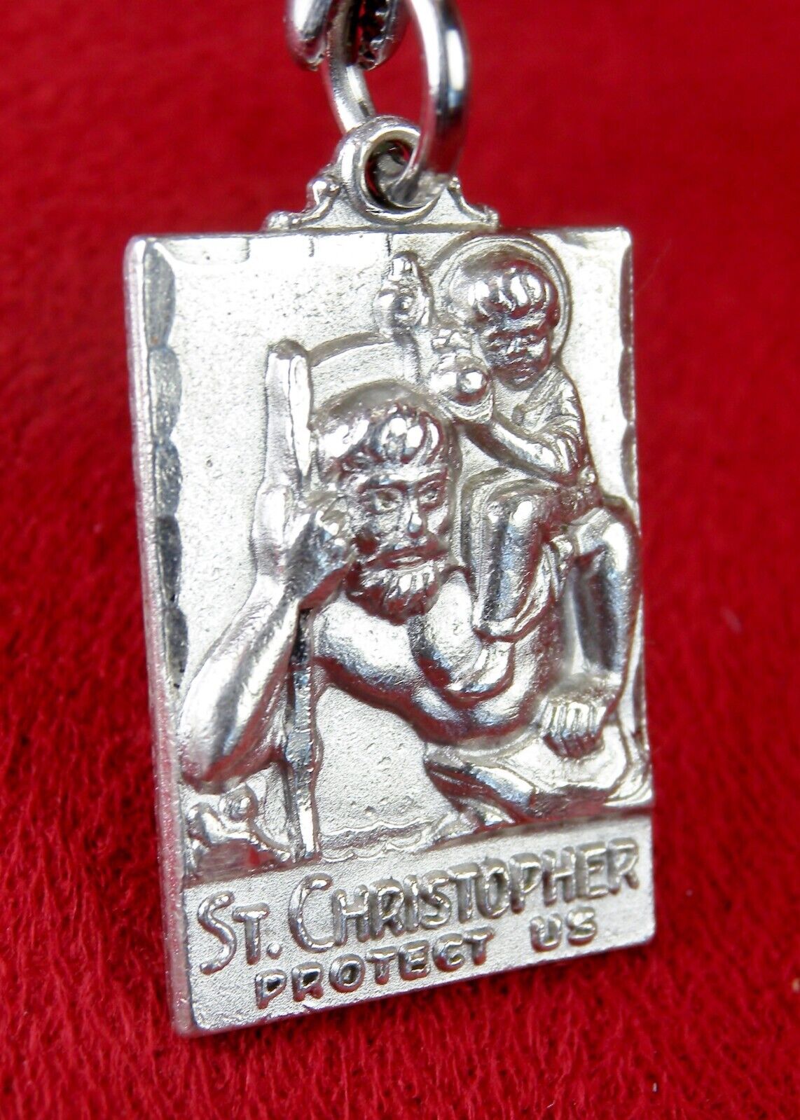 WWII Catholic US ARMY Chaplain's Sterling dog tag Chain St. Christopher Medal