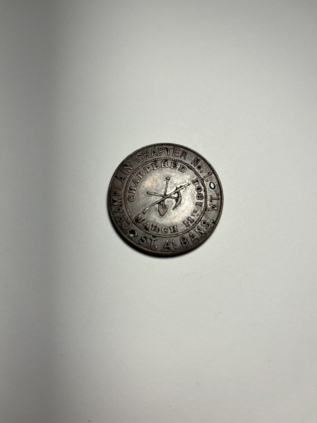 1806 Chartered Masonic One Penny Token Champlain Chapter ST. Albans VT.