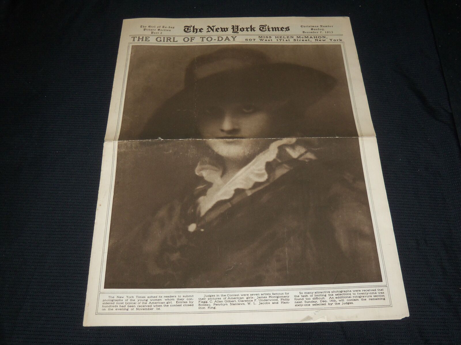 1913 DECEMBER 7 NEW YORK TIMES PICTURE SECTION - GIRL OF TODAY - NP 5614