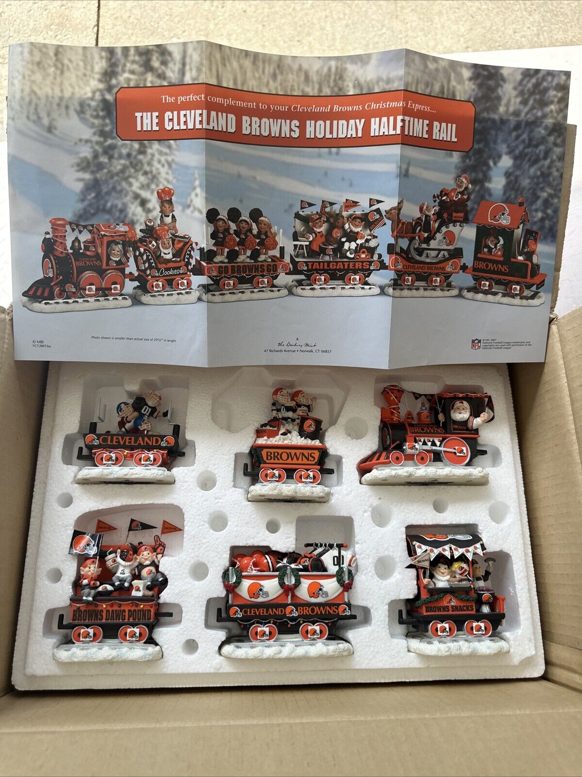 Danbury Mint Cleveland Browns Express Santa Train Complete 6 Piece Set W/ Box