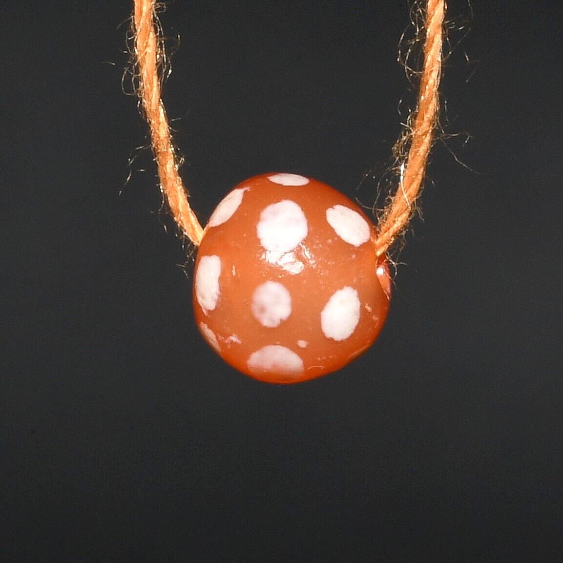 Extremely Rare Ancient Round Etched Carnelian Bead with Dotted Pattern