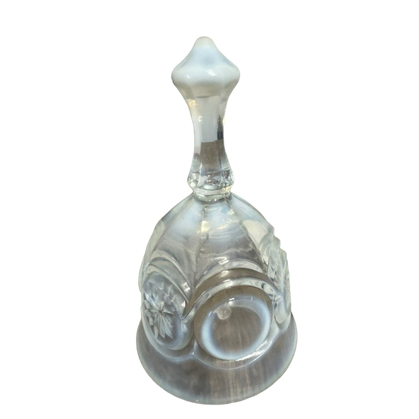Fenton French Opalescent bell knobby bull\'s Eye Bell white glass vintage
