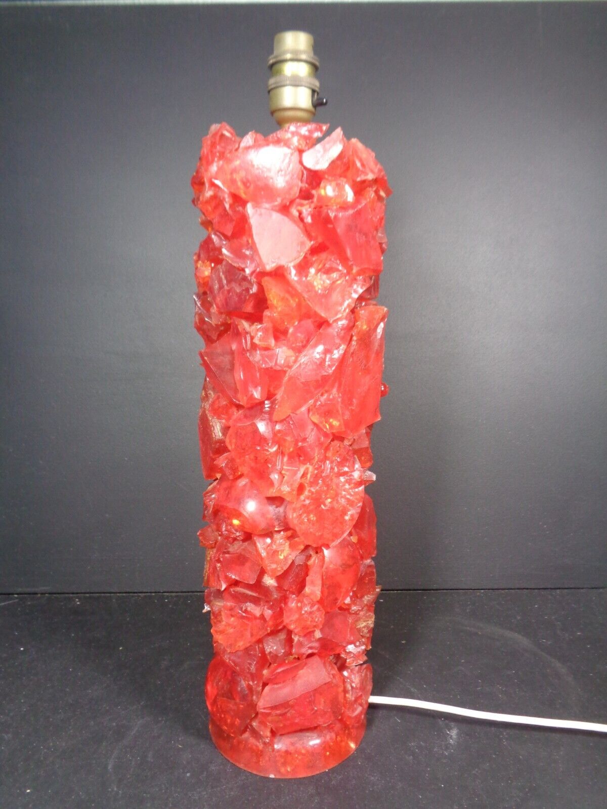 Vintage Chunky Lucite Red Rock Table Lamp STUNNING - 46cm