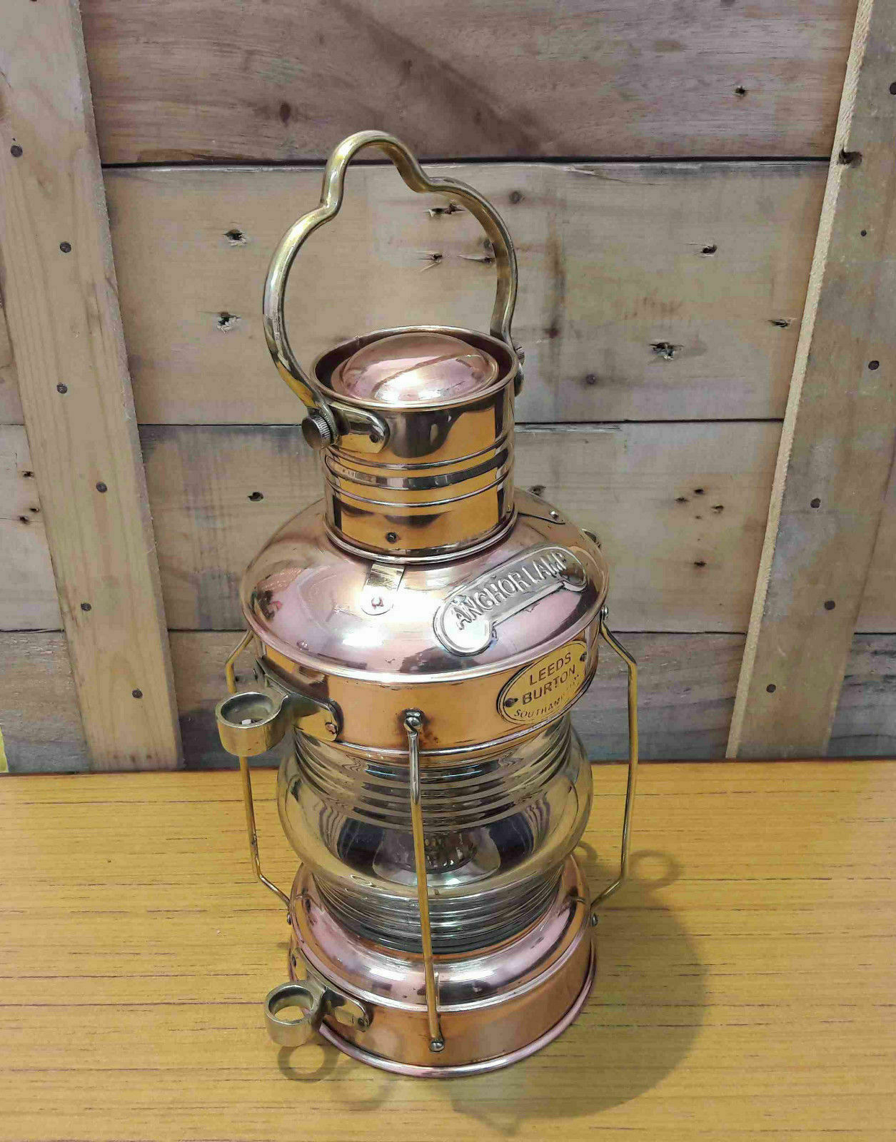 Antique Brass Copper Anchor Oil Lamp Maritime Ship Lantern