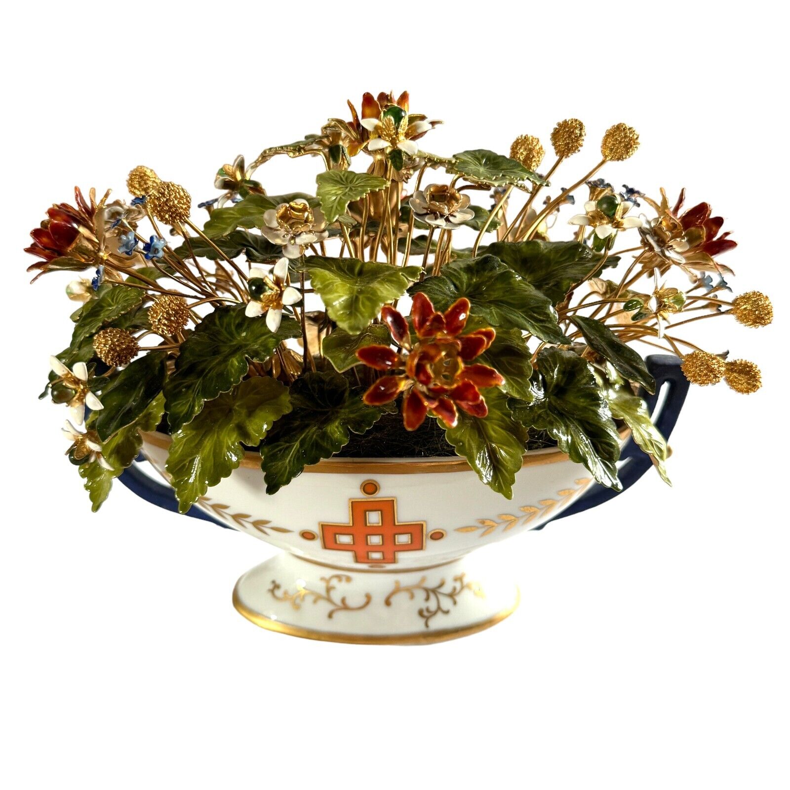 Jane Hutcheson Gorham Fleurs Des Siecles Vase/Urn Of Enamel Jeweled Flowers 6\