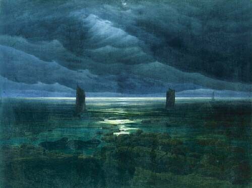 Oil painting Seashore-by-Moonlight-1835-Caspar-David-Friedrich-oil-painting art