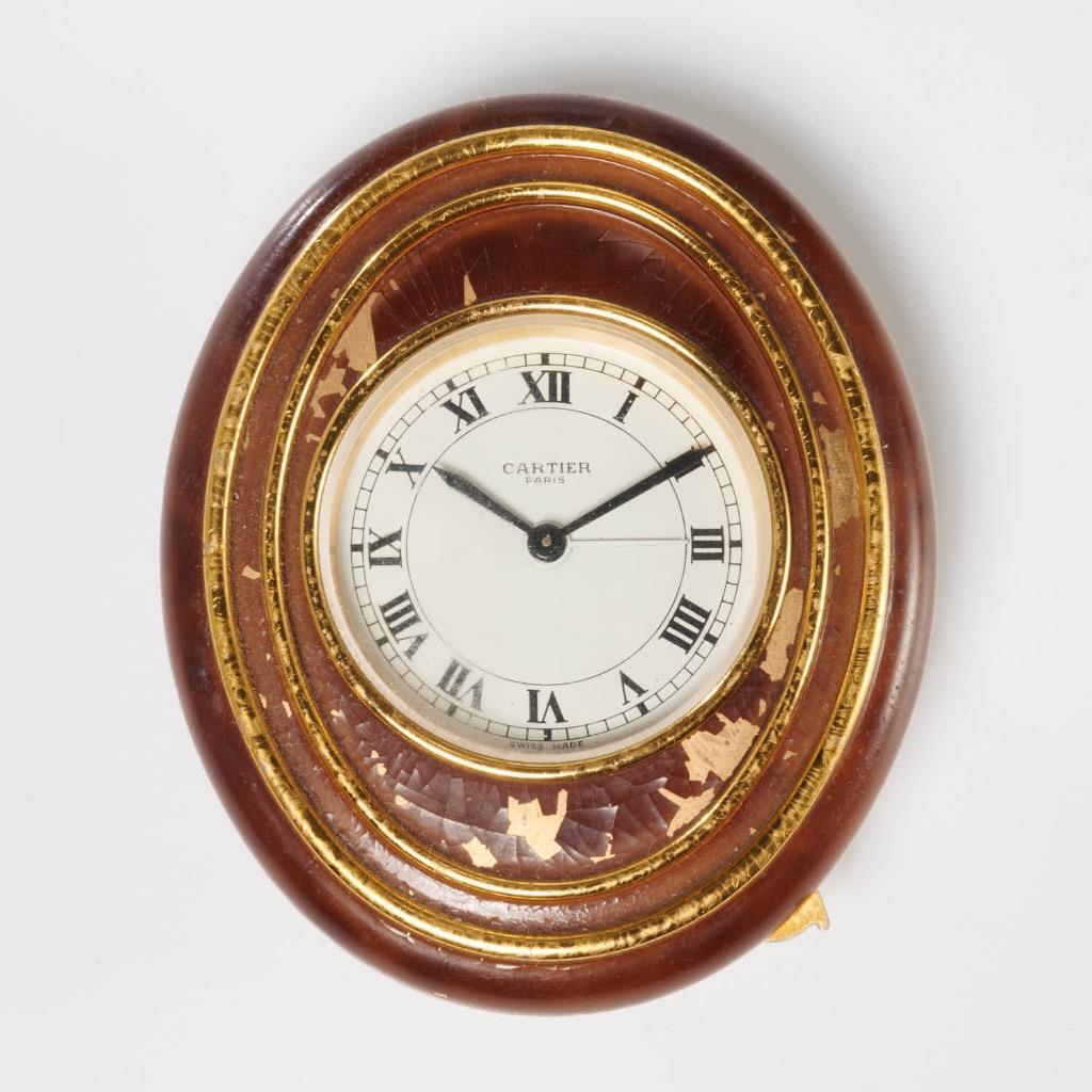 Cartier Vintage Tabletop Desk Travel Wind Up Oval Alarm Clock w Box 4\