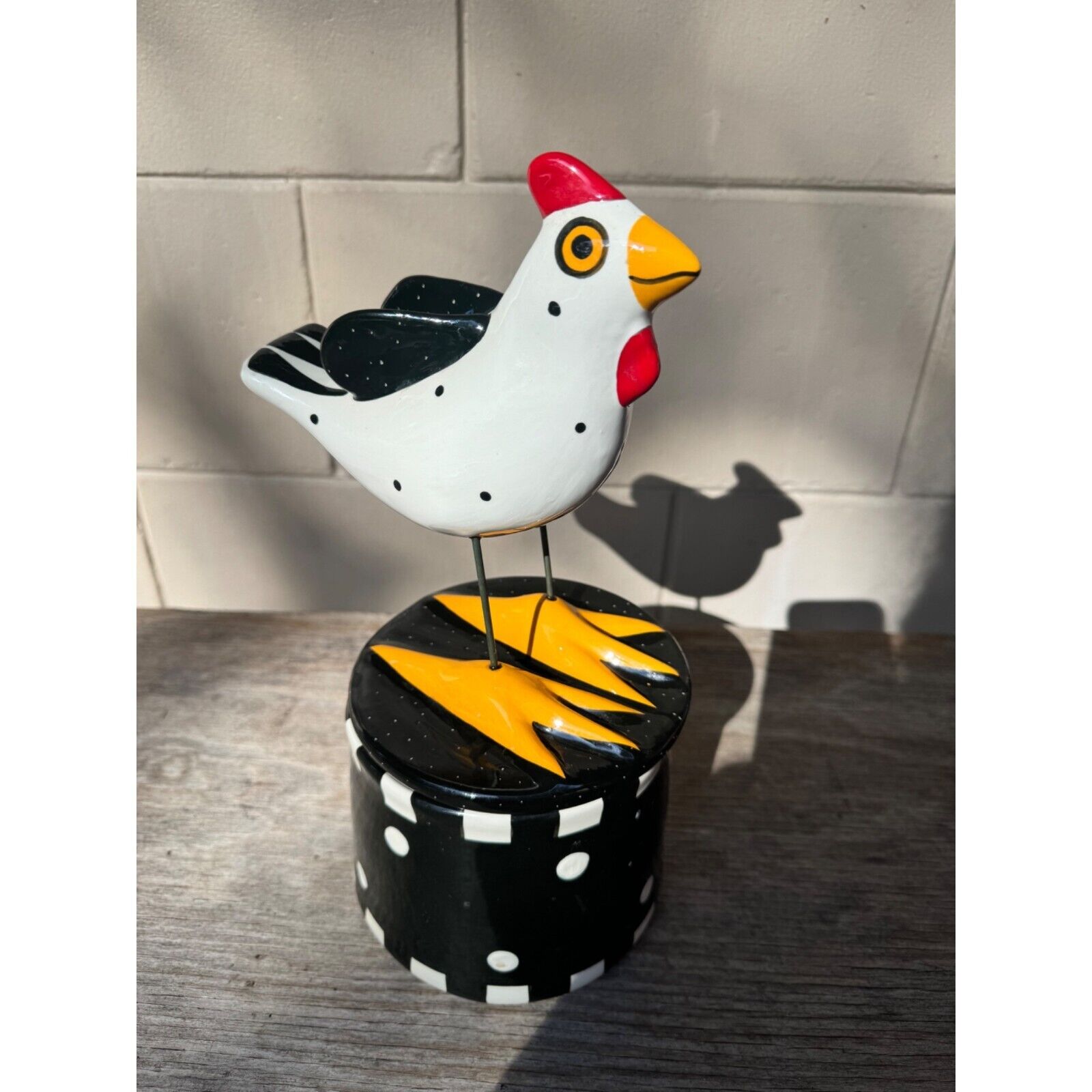 Whimsical Art Alison Palmer Ceramic Chicken Covered Canister Box Signed