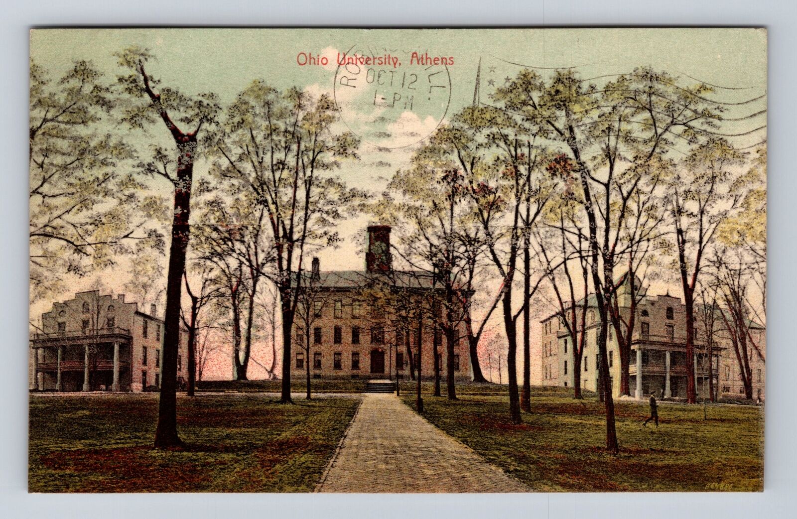 Athens OH-Ohio, Panoramic View Ohio University, Antique Vintage c1909 Postcard
