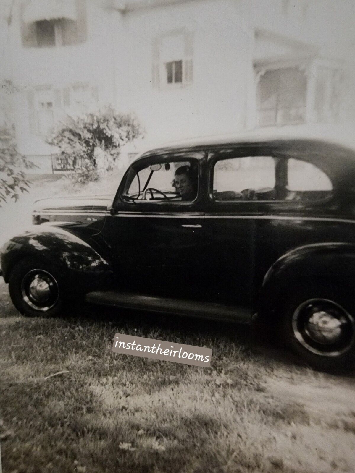 1940 V8 FORD CAR Identified Lady Vintage FOUND PHOTO Black And White Snapshot L1