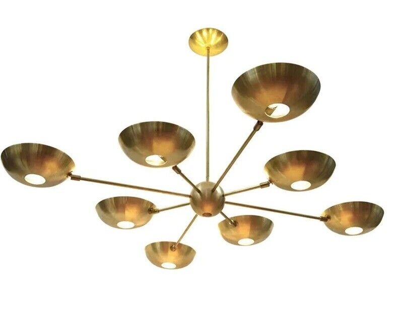 Mid Century Handmade 8 Light Sputnik CHANDELIER Brass Modern Ceiling Handmade