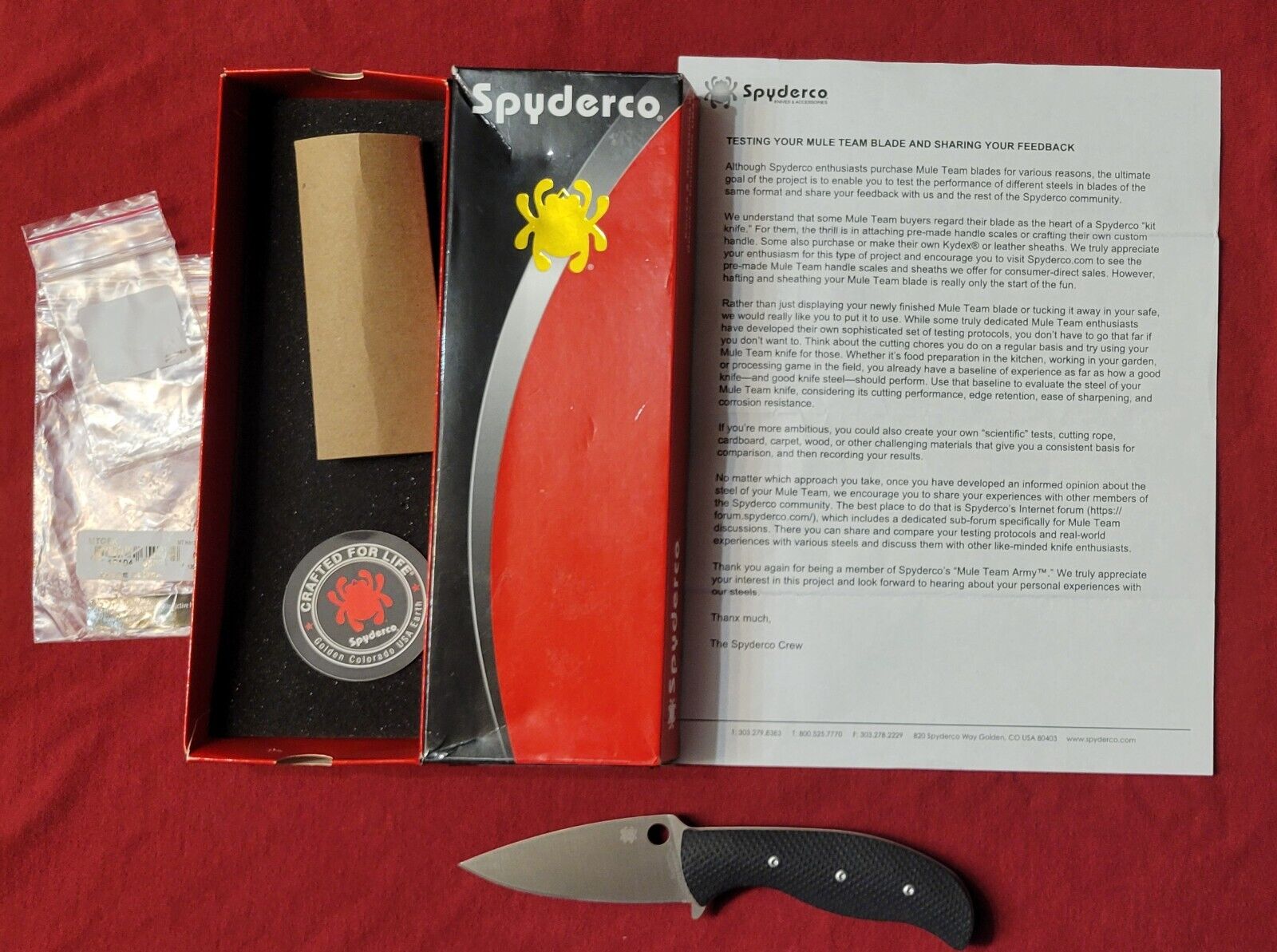 Spyderco MT35 Mule Team knife, Magnacut Blade, G-10 handle NEW box & papers