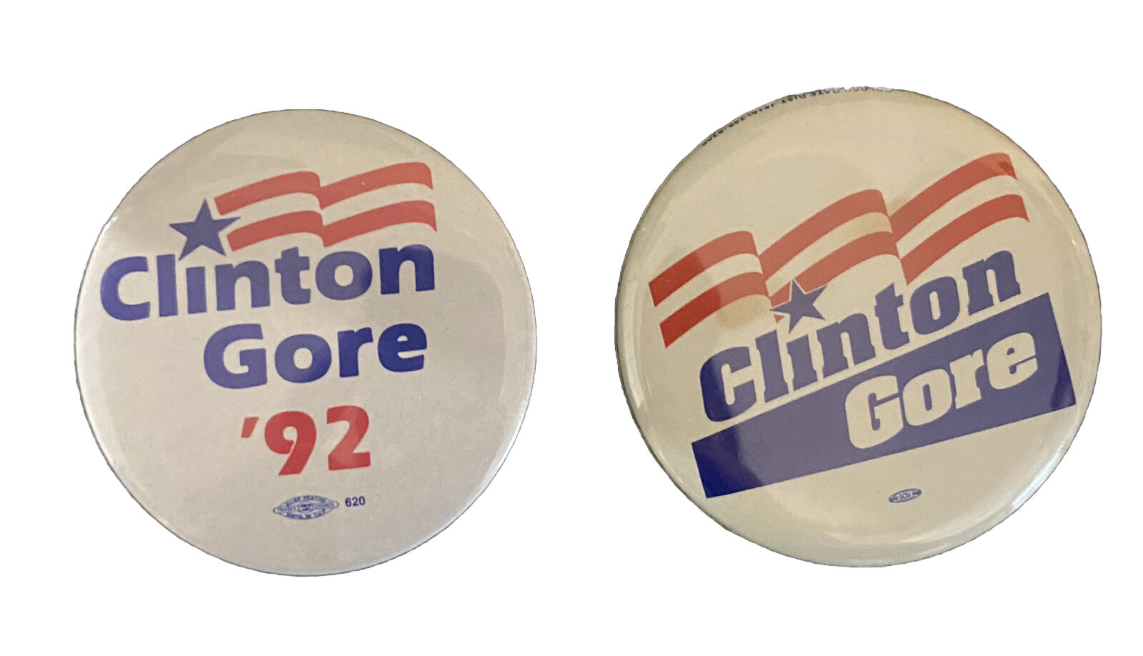 Vintage Clinton Gore \'92 Presidential Campaign Buttons Set of 2 Election