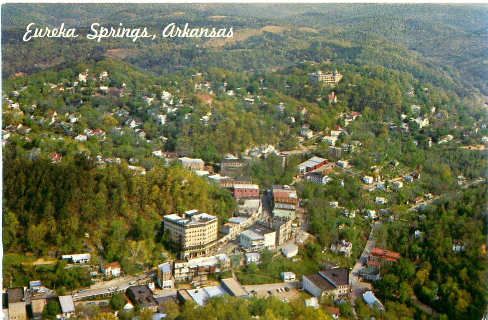 Aerial View of Eureka Springs Arkansas Ozark Mountains Vintage 6X4 Postcard