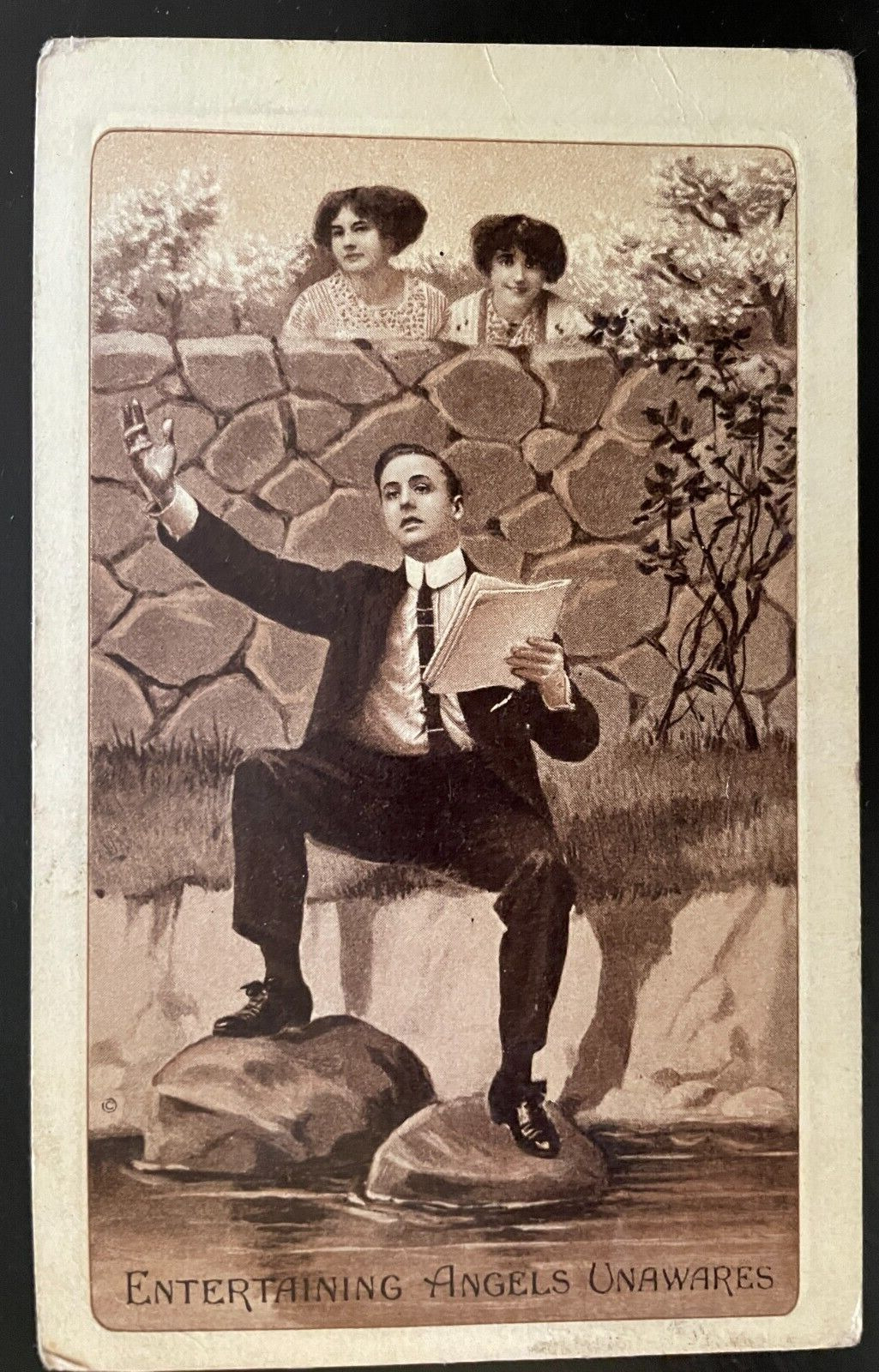 Vintage Victorian Postcard 1907-1915 Entertaining Angels Unaware