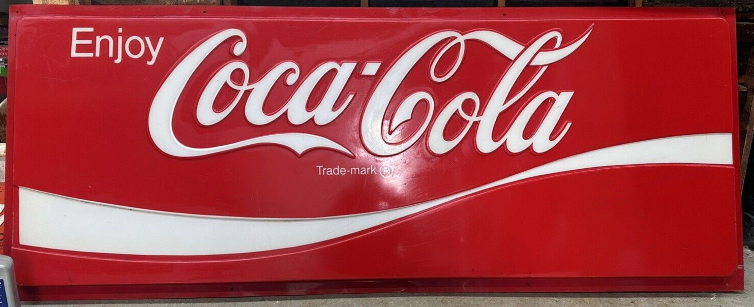 VINTAGE 72” X 28” COCA-COLA PLASTIC EMBOSSED SODA ADVERTISING SIGN DELIVERED