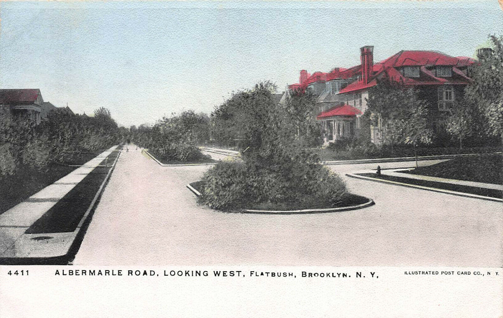 Albemarle Rd., Looking West, Flatbush, Brooklyn, N.Y., early postcard, unused 