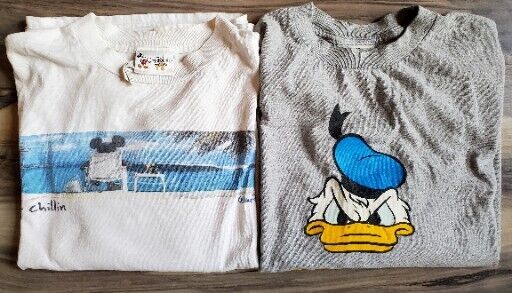 Walt Disney World Mickey Just Chillin Donald Crabby Longleeve Shirt Lot Med Vtg