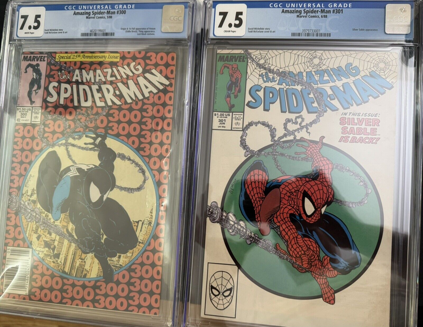 Amazing Spider-Man #300 NEWSTAND & 301 CGC 7.5