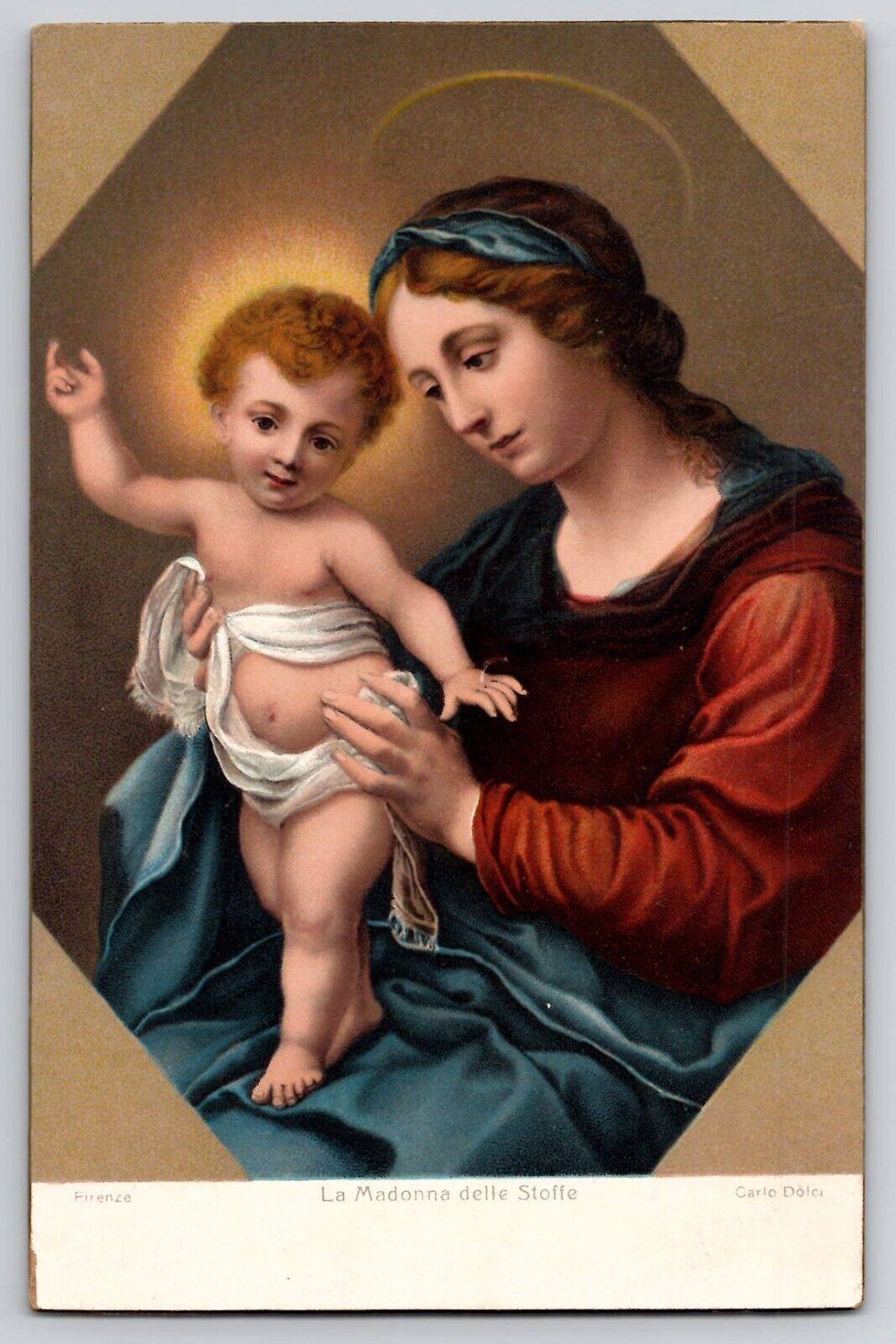 Christmas La Madonna Jesus Mary Halo Stengel Art Postcard Carlo Dolci c1910\'s