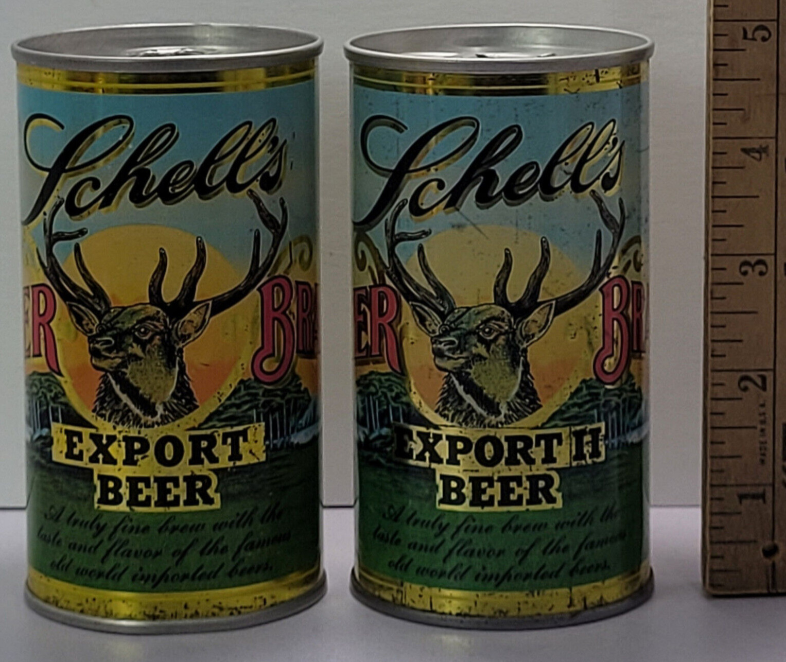Schell\'s Deer Export I II Empty Steel Beer Can lot Pull Tab Top Rare Vintage