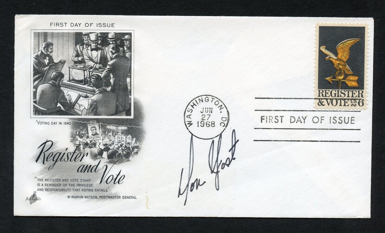 Donald K. Yost d1998 signed autograph auto First Day Cover WWII ACE USMC