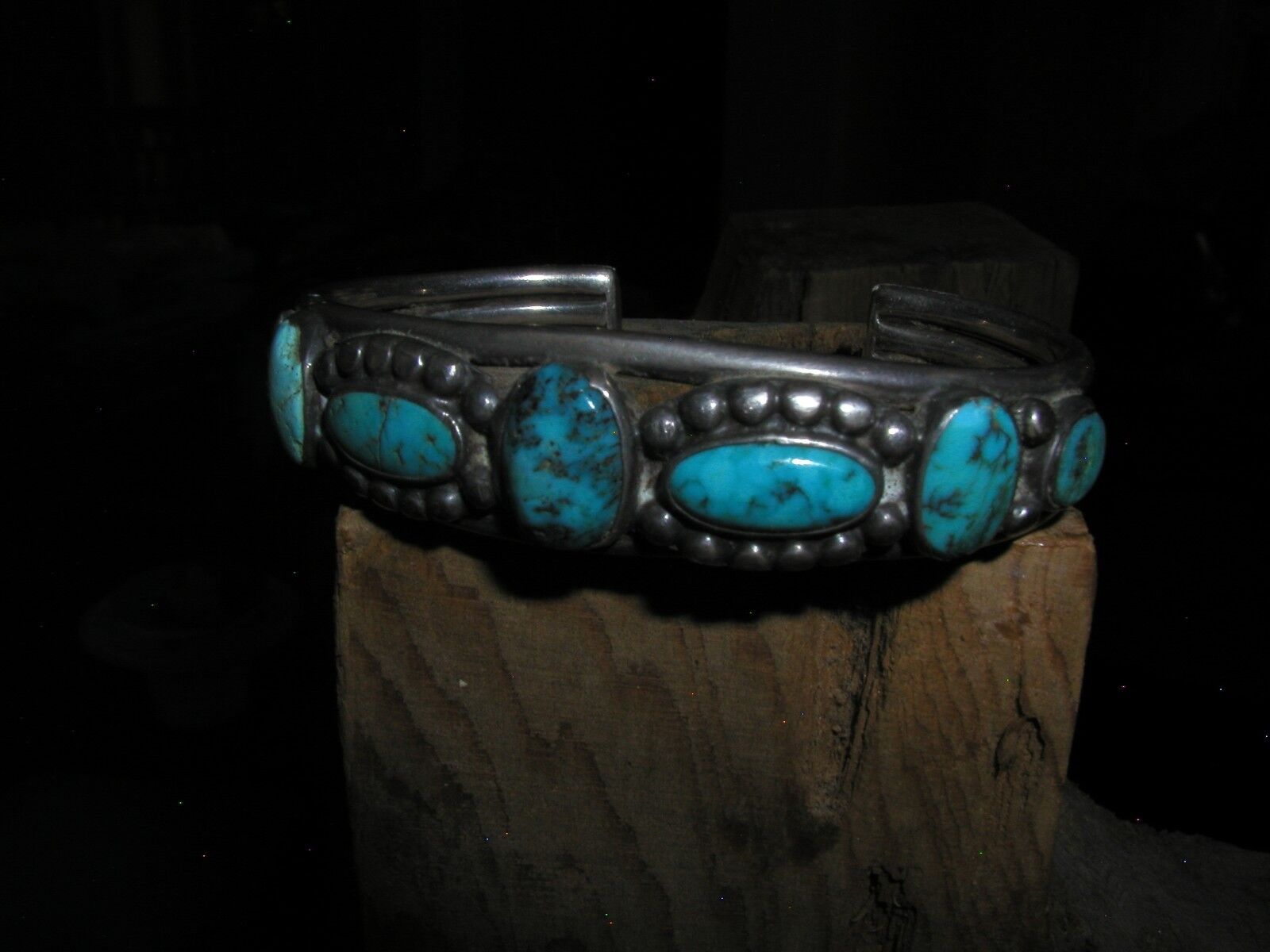 Old NAVAJO INGOT SILVER AND HIGH GRADE TURQUOISE..A BEAUTIFUL INDIGENOUS EXAMPLE