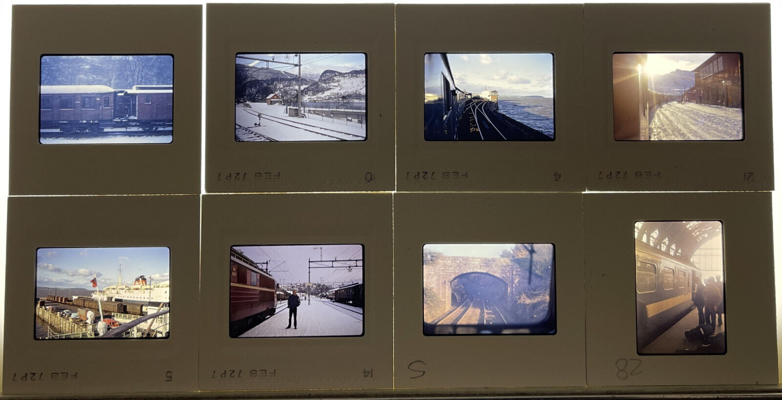 8 vintage 1970s railroad slides