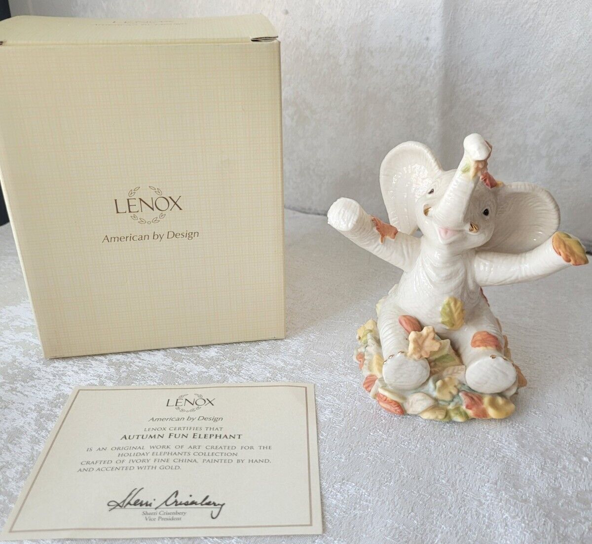 Lenox Autumn Fun Elephant Porcelain Figurine