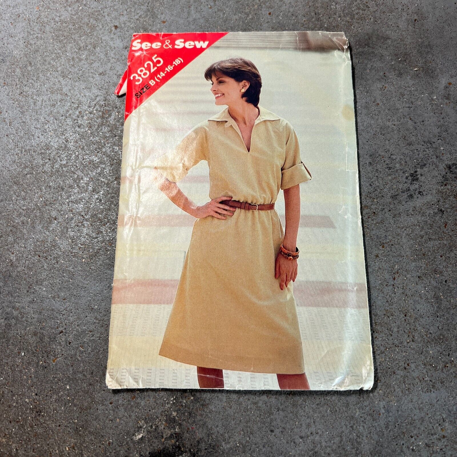 Vintage 80s Butterick Sewing Pattern 3825 Misses Dress SZ 16 See and Sew