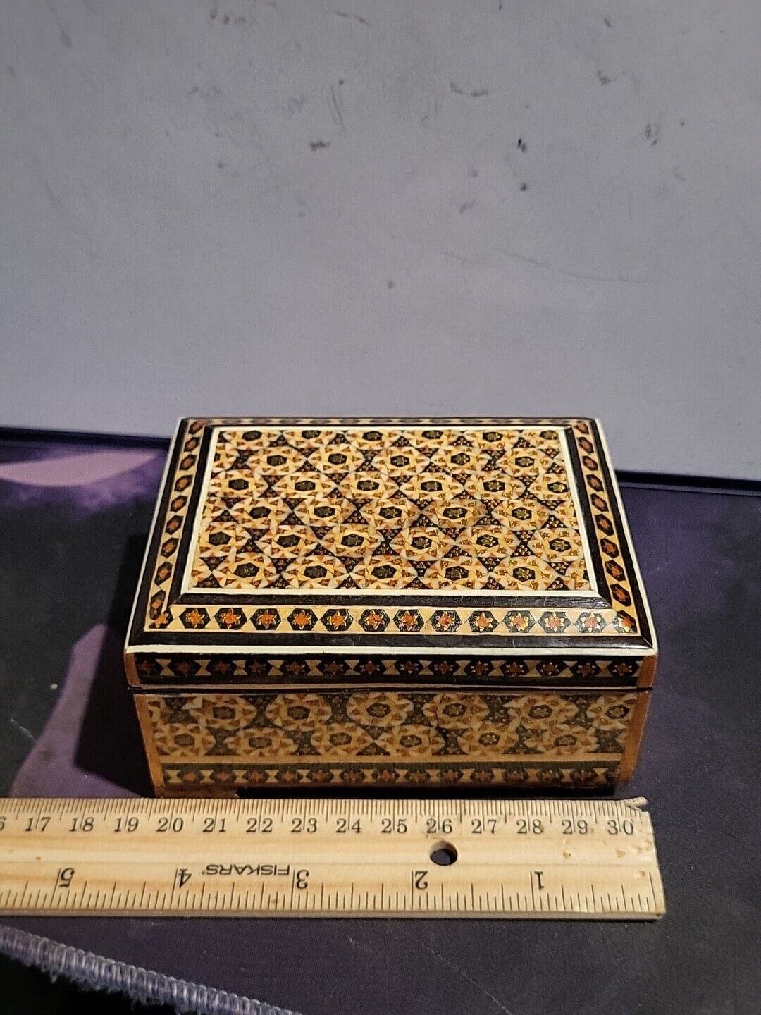 Persian Micro Mosaic Inlaid Geometric Design Jewelry Box
