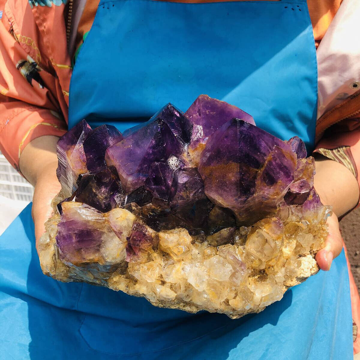 8.88LB Natural Amethyst geode quartz cluster crystal specimen Healing 368