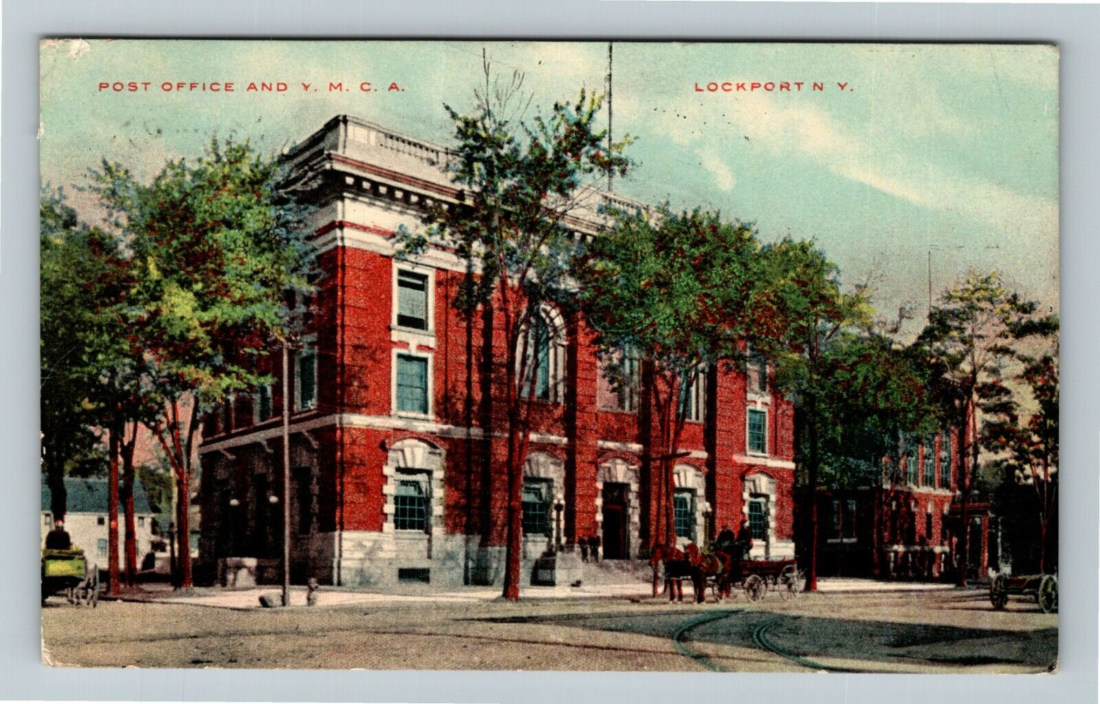 Lockport NY-New York, Post Office And YMCA, Outside, c1910 Vintage Postcard