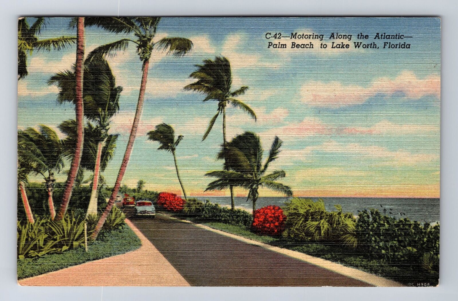 Lake Worth FL-Florida, Motoring Along The Atlantic, Antique, Vintage Postcard