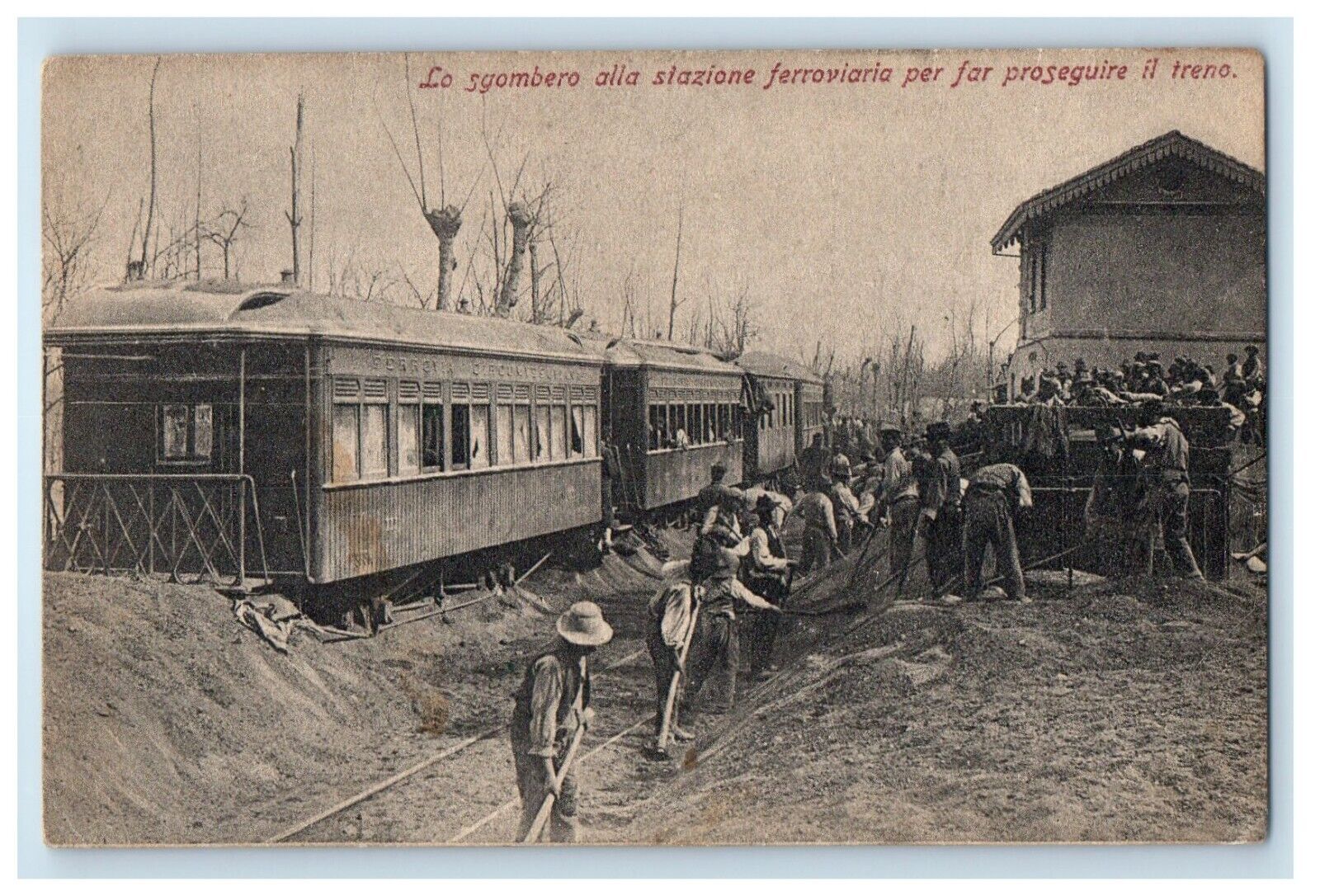 c1910's Italy Evacuation Train Station Unposted Antique Postcard