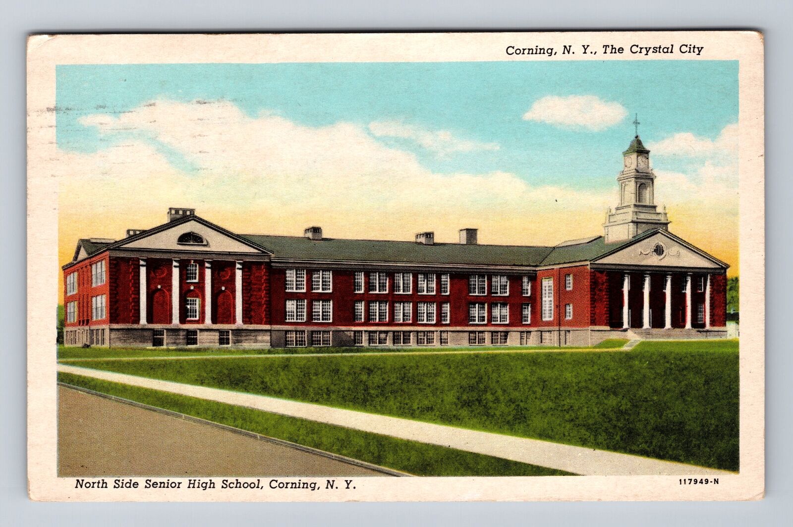 Corning NY-New York, North Side Senior High School, Vintage c1955 Postcard