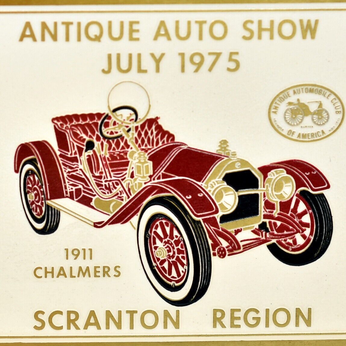1975 Antique Auto Car Show Meet AACA 1911 Chalmers Scranton Pennsylvania Plaque