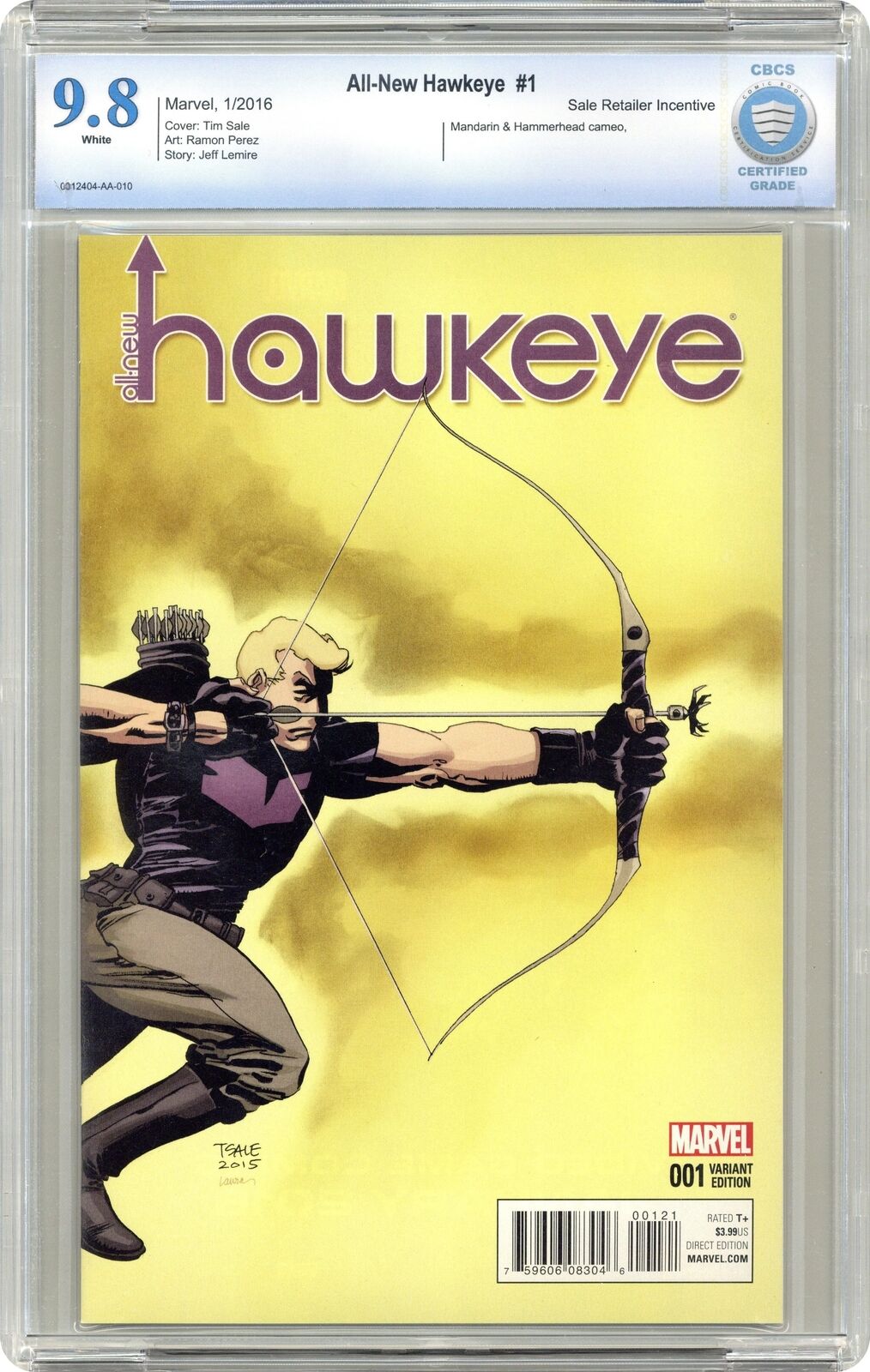 All New Hawkeye 1D Sale 1:25 Variant CBCS 9.8 2016 0012404-AA-010