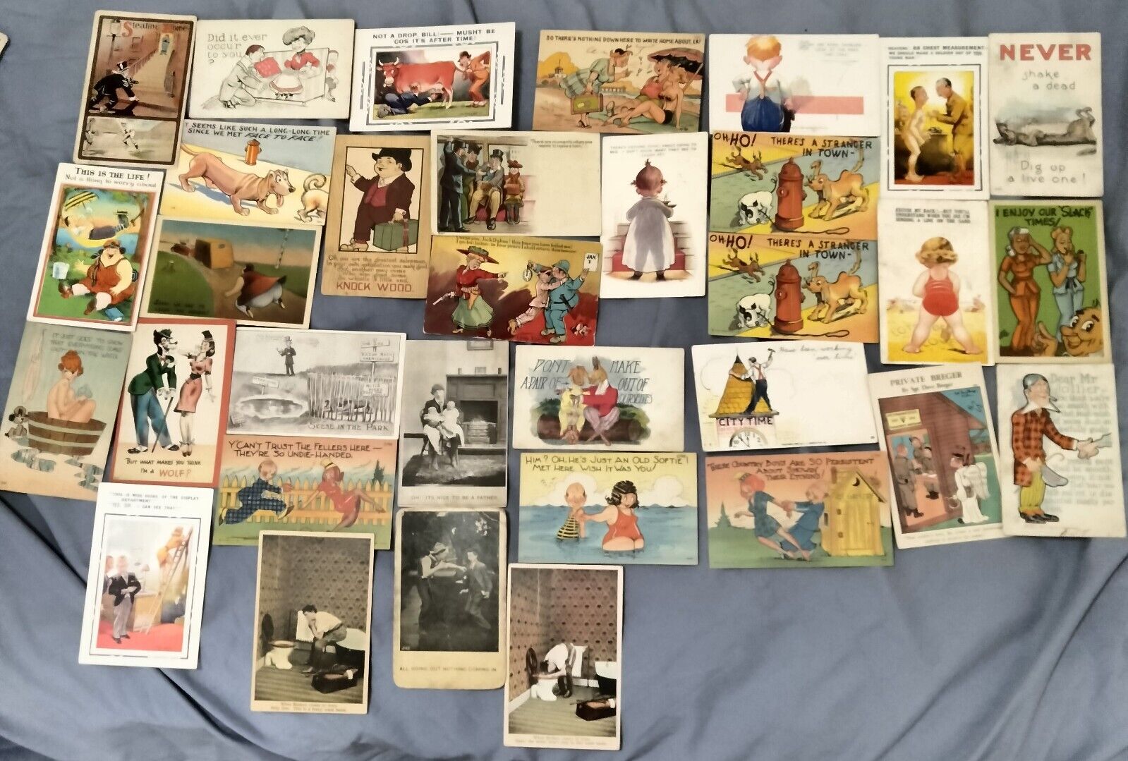 33 vintage humorous suggestive comical adult postcards lot unposted & posted mix