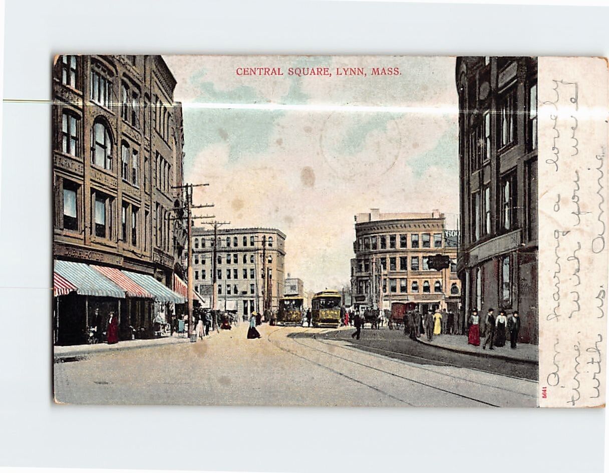 Postcard Central Square Lynn Massachusetts USA