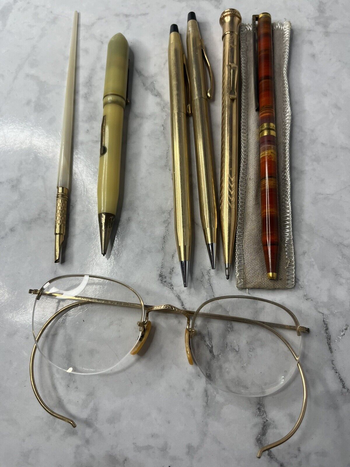 ST DuPont Enameled Pen Gold filled Cross Pencil 14k gf Fountain pen Spectacles