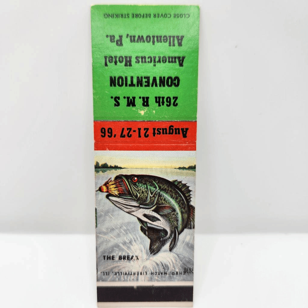 Vintage Matchbook Bass Fish 1966 RMS Convention Allentown PA