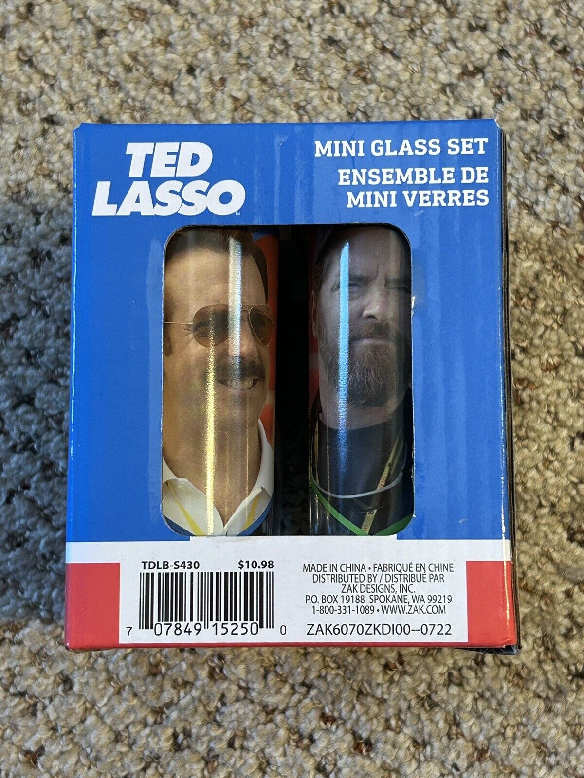 NIB Ted Lasso 4 Piece 2 Ounce Mini Character Glass Set