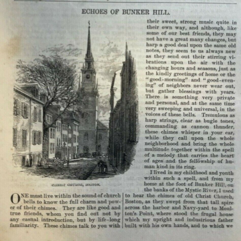 1875 Bunker Hill Area of Boston Christ Church Charlestown Bunker Hill Monument